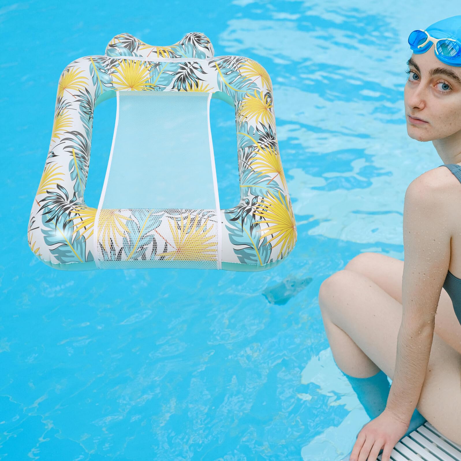 ORFOFE Sedia Gonfiabile Piscina in Rete Leggera e Portatile Amaca Galleggiante e Lettino Relax Adatto per Adulti Materassino Acqua Morbido e Delicato sulla Pelle per Piscine e Laghi