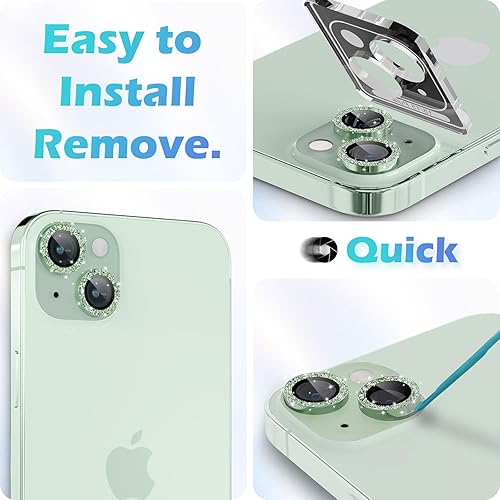 Miniatura 5 de imluckies Para iPhone 15 - iPhone 15 Plus Protector de lente de cámara, anillo individual de aleación de aluminio transparente HD, película de