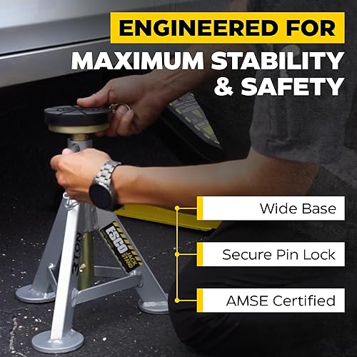 Miniatura 18 de ESCO 3 toneladas de rendimiento corto perfil bajo Jack Stands, 1 par