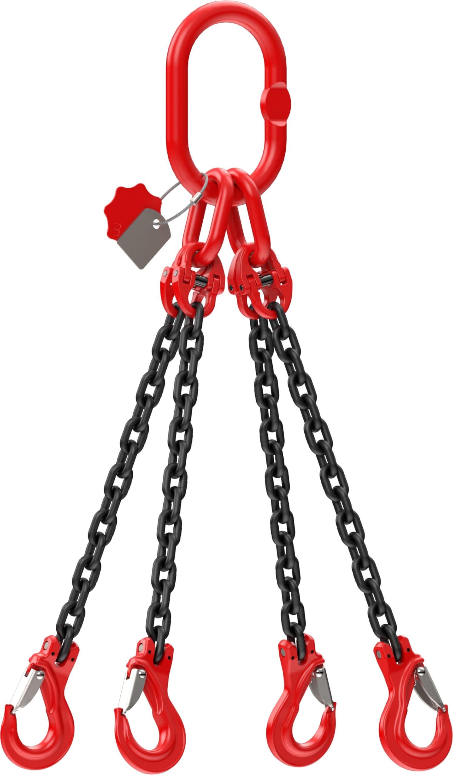Dolezych DoKett 4-Strang Kettengehänge, Güteklasse 8, 1 m Länge, Kette für Kräne, mit Gabelkopfhaken, 2360 kg Tragfähigkeit bis 45°, 1700 kg bis 60°