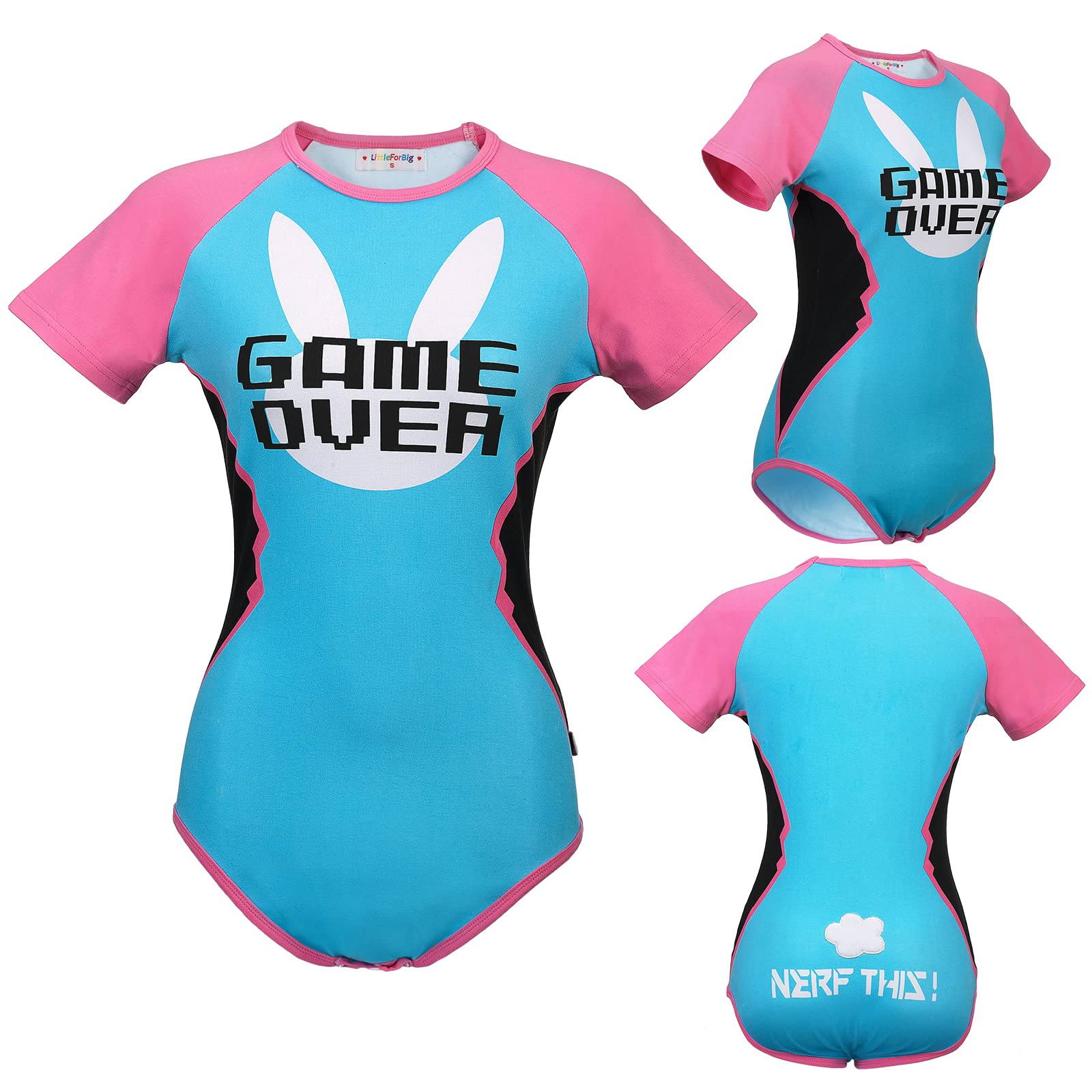 Littleforbig Cotton Romper Onesie Pajamas Bodysuit - Bunnywatch: Medium Blue