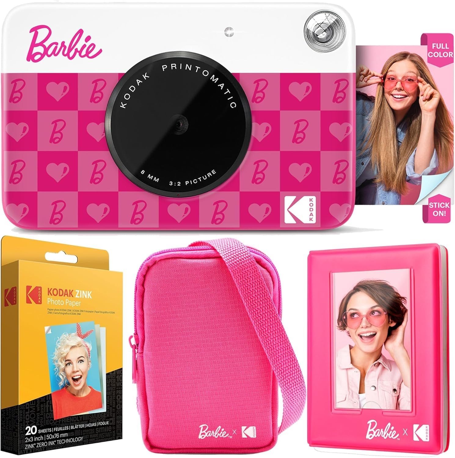 Kodak x Barbie Printomatic Full-Color Instant Print Digital Camera Barbie Deluxe Bundle (Iconic Style)+ Barbie Deluxe Camera Case + Barbie Photo Album