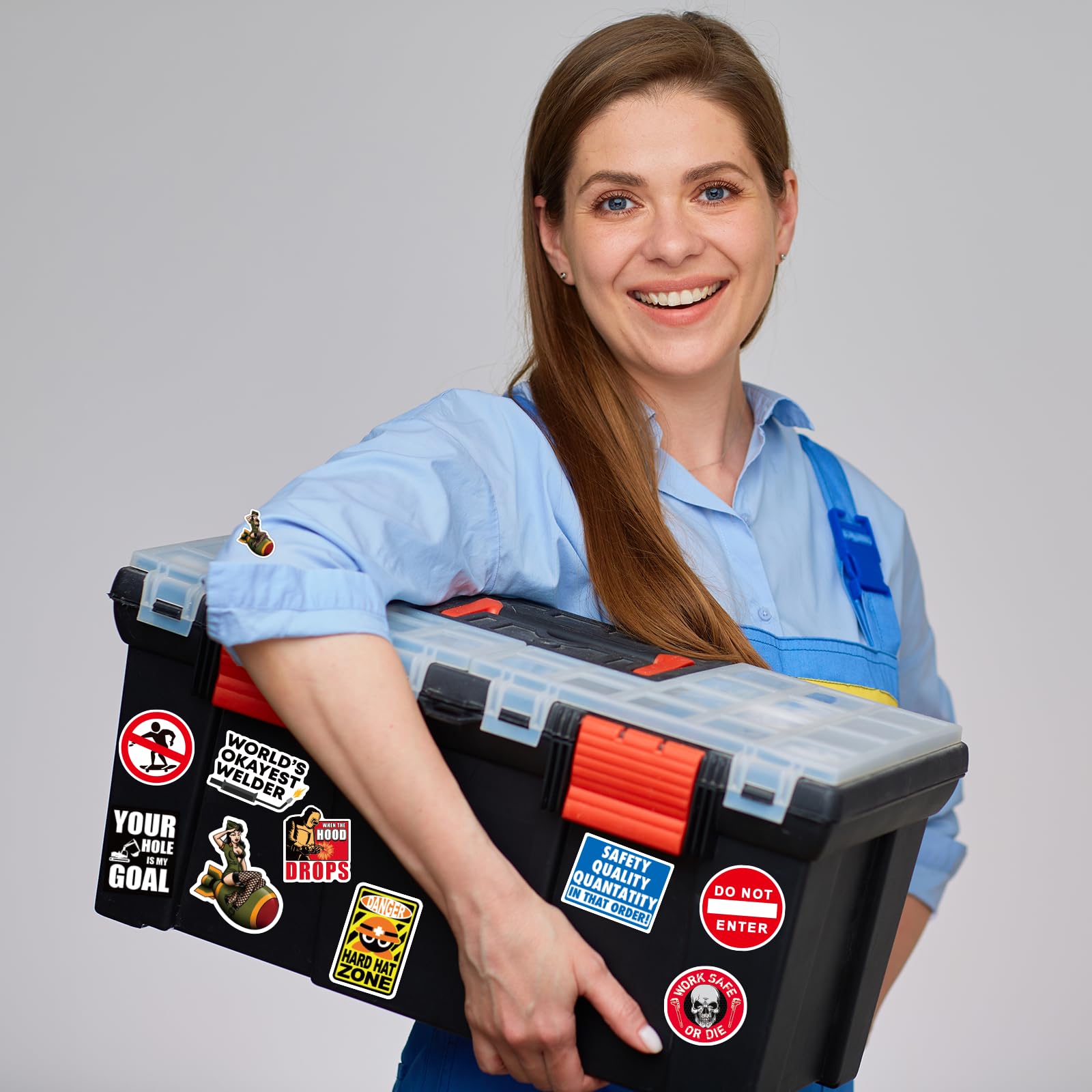 150 PCS Funny Hard Hat Stickers For Adults Dark Humor, Hilarious Decals For Tool Box, Helmet, Blue Collar Prank Meme Vinyl Waterproof Gift For Dads Father In | Whizz Hard Hat Accessories - Foto 10