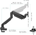 ARES Wing Ultrawide Moniteur pour les écrans courbés de 13"-49" , noir 40 LBS, Support réglable pour bureau avec pince C & Base pour les grommets