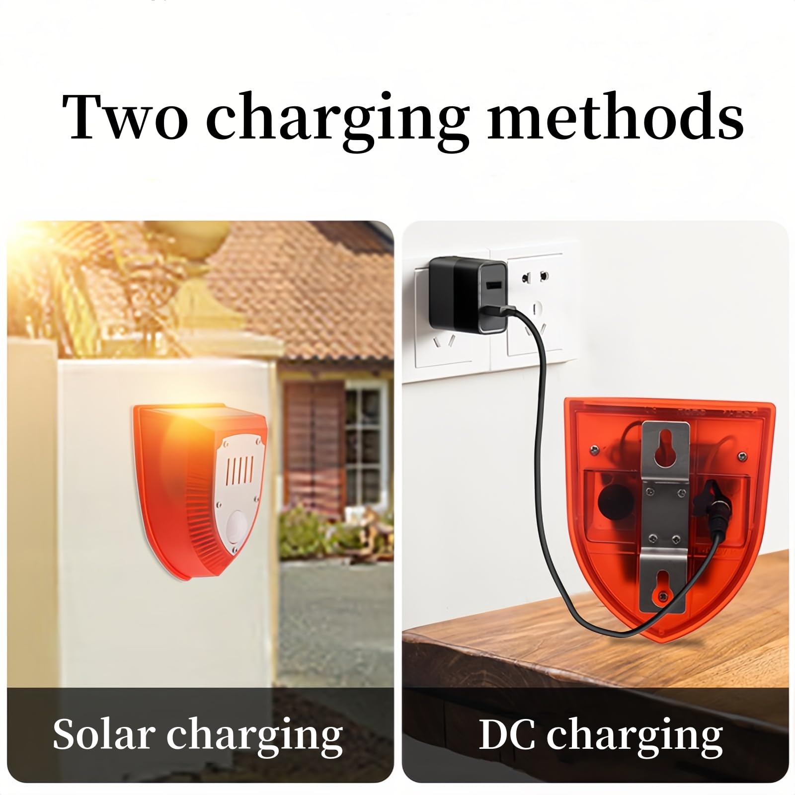3 Pack Alarma Solar de Seguridad con Sensor de Movimiento Sonidos de Disparos y Ladridos 129dB Fuerte IP65 Impermeable Luz Estroboscópica Lámpara de Advertencia para Exterior