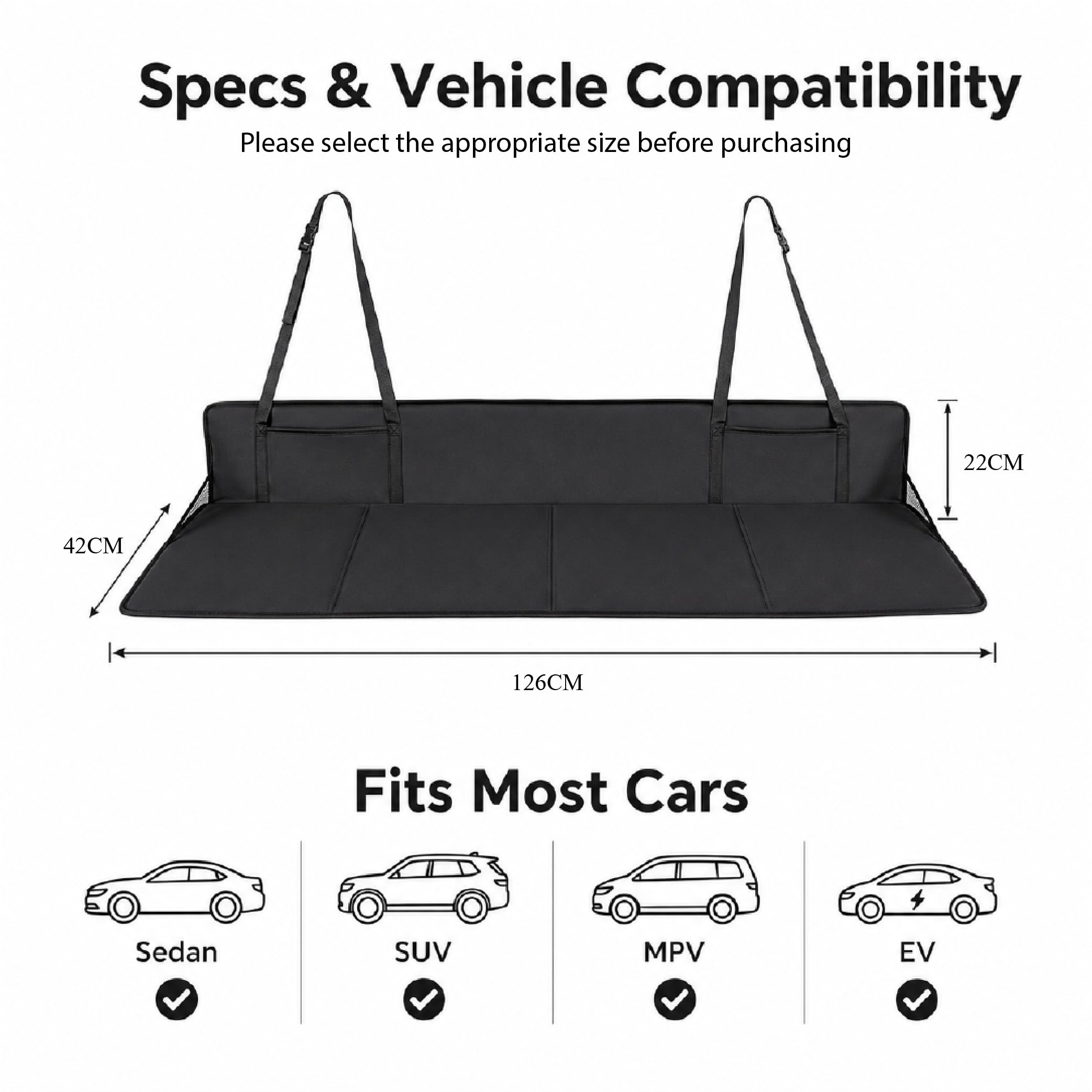 Schlafverlängerung Rücksitz für Honda UR-V P7 S7 VE-1 Vezel WR-V ZR-V Stream Shuttle 2001-2025, Faltbare Auto Matratze mit Stabiler Unterstützung und Rutschfestem Boden,A-126x42x22 cm