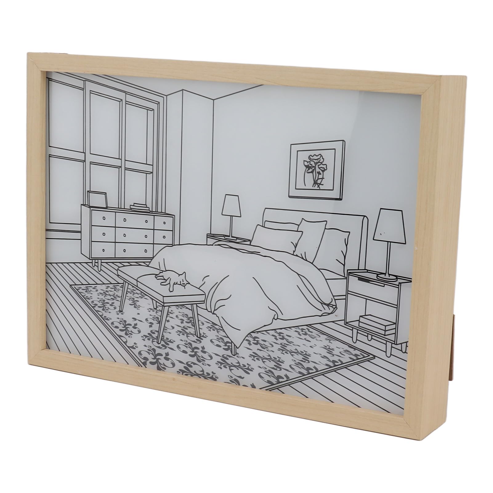 Arte de Pared Iluminado por LED, Sombra de Luz, Marco de Fotos, Decoración de Pintura, Modos Ajustables, Sensación Práctica y Cálida para Sala de Estar (Modelo 4)