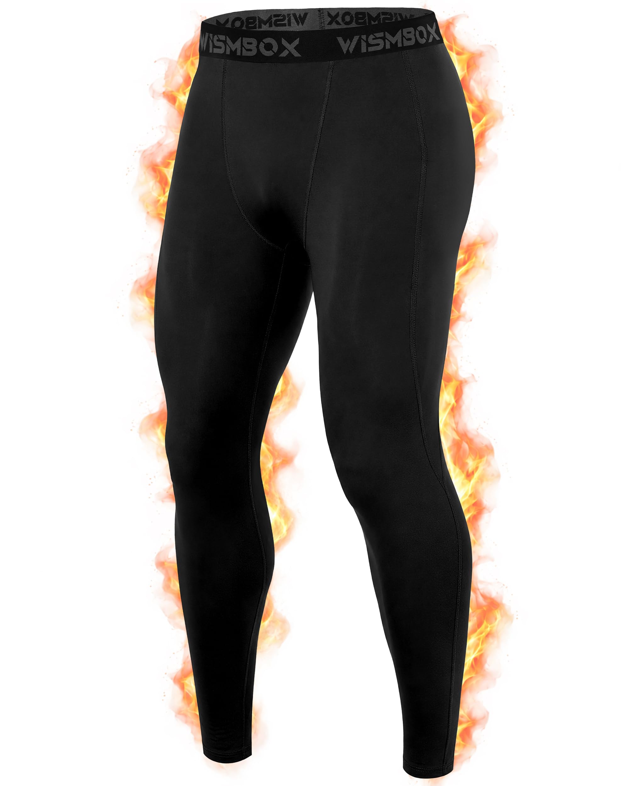 WISMBOX Thermounterhose Herren Winter mit Fleece 1/2er Pack Lange Unterhose | Thermounterhose Herren Lang Warme, Thermounterwäsche Herren Leggings mit Fleece Funktionsunterwäsche für Ski Sport Training