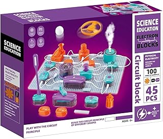 NEWFUN Electric Building Kit for Children, Physics Experiment Box with 45 Circuit Blocks, 100 Experiments Learning Electricity, Educational Toy for Age 7+