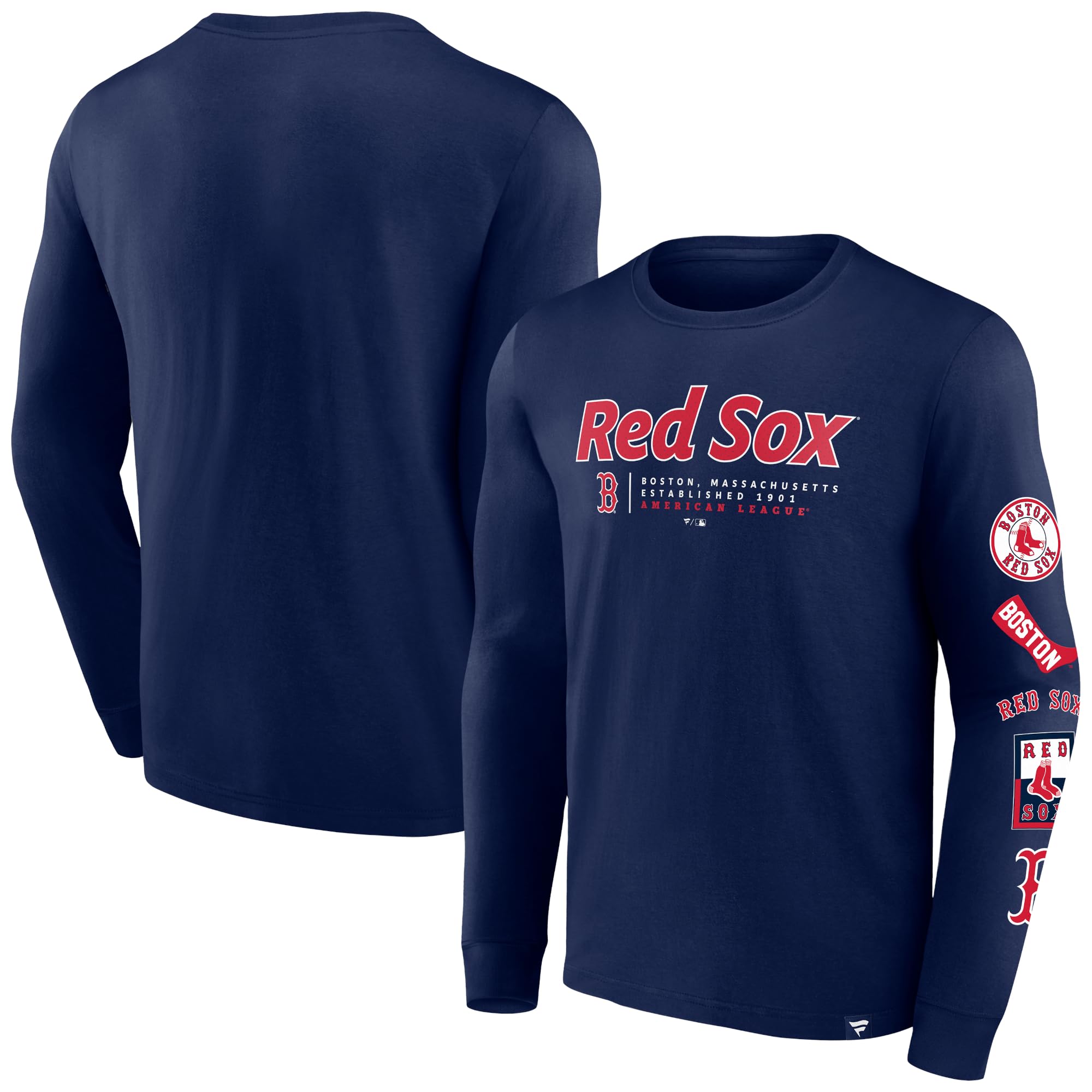 Fanatics Men's Blue Official Mlb Boston Red Sox Long Sleeve Shirt - Navy L