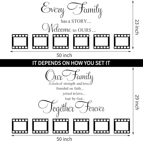 Miniatura 3 de Las calcomanías de pared familiares contienen 12 marcos de fotos, decoración de pared con texto en inglés «Our Family is a Circle » para sala de