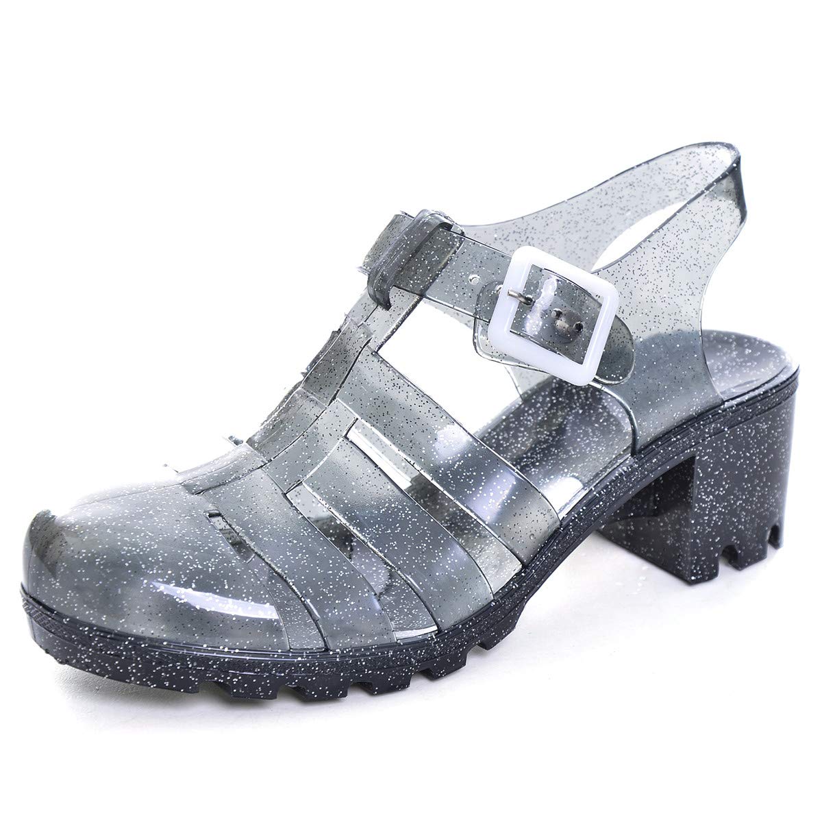Crystal Jelly Heel Sandals for Women Summer Beach Jelly Shoes
