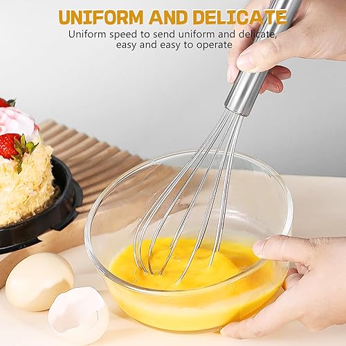 Miniatura 5 de NileHome Juego de batidores de acero inoxidable de 8 pulgadas y 10 pulgadas + batidor giratorio semiautomático de cocina de 12 pulgadas para