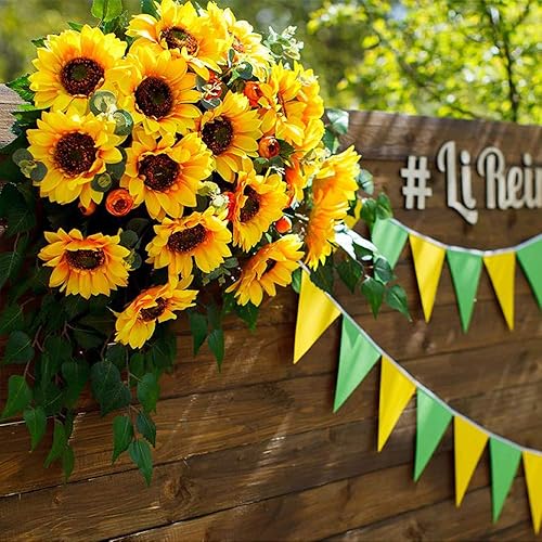 Miniatura 7 de Mocoosy 100 cabezas de flores artificiales de girasoles artificiales, girasoles falsos de 2.8 pulgadas a granel, decoración de cabeza de flores de