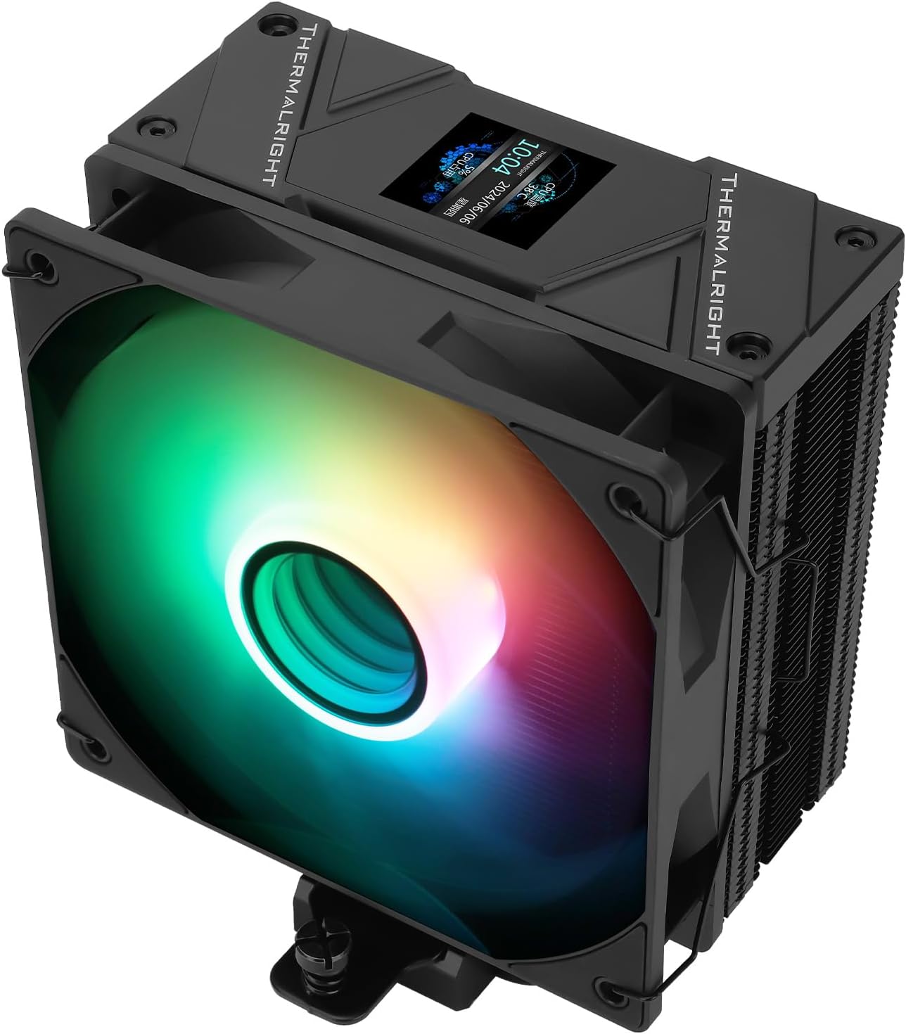 Thermalright Assassin Spirit 120 Vision ARGB Black, with Black Top Cover, CPU Air Cooler, PC Cooling,240 * 240 Resolving Power IPS LCD Screen,Editable,with 1.54in for Intel lga1851/1700/115X,AM4/AM5