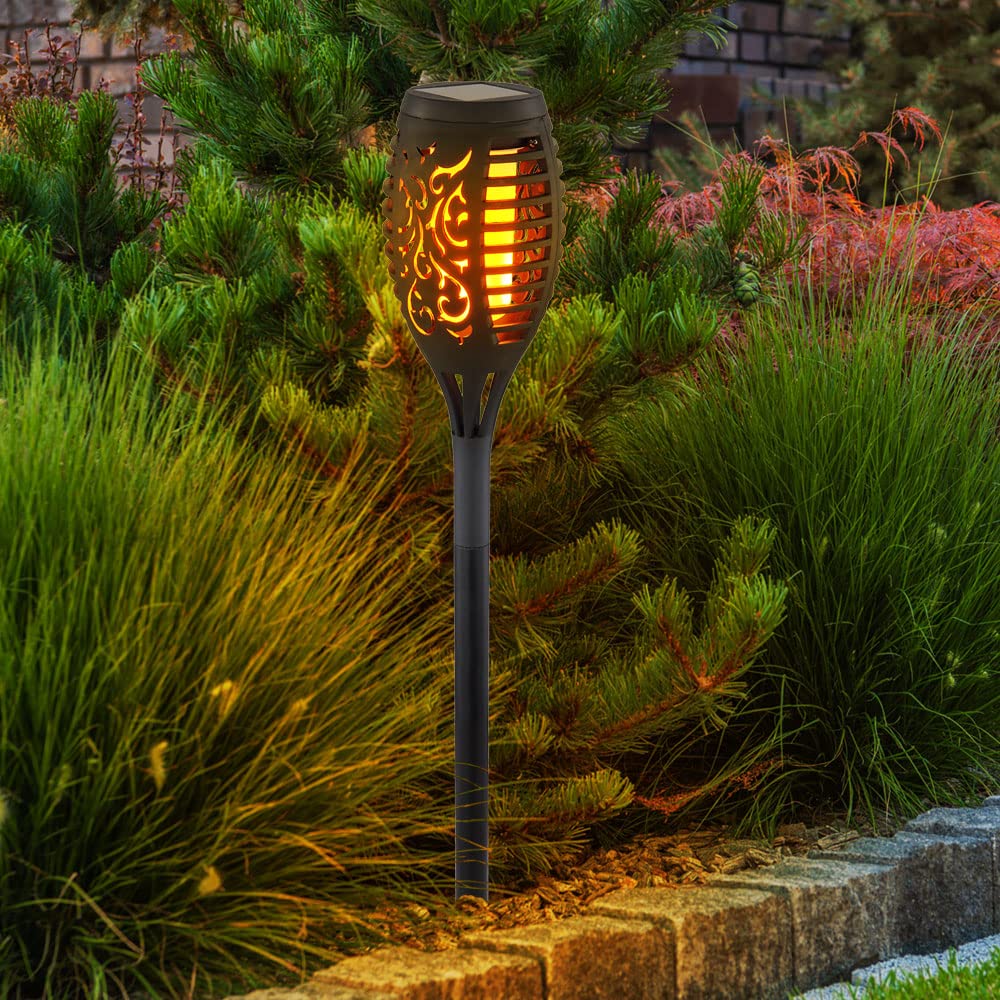 Solar Flammen Fackeln Gartenleuchte Solarlicht im Freien Solarfackeln für Außen Flamme Solarleuchten Fackel für Außen, Feuereffekt, 12x LED, DxH 7,5x51 cm, 12er Set