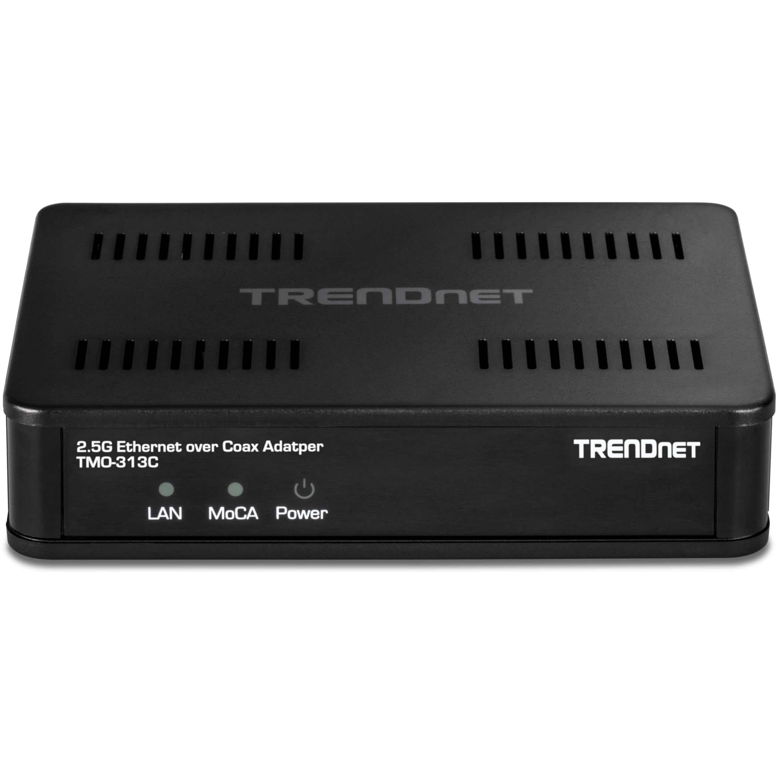 TRENDnet 2,5 Gbit/s Ethernet-Over-Koax-Adapter, TMO-313C, 1 x MoCA-Koaxial-F-Buchse, 1 x 2,5 Gbit/s RJ45-LAN-Port, NDAA- und TAA-konform