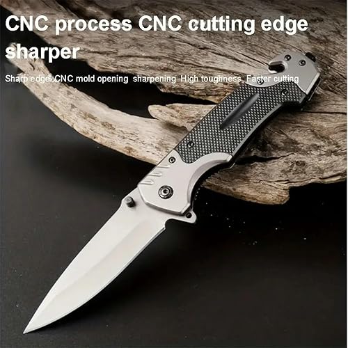 Miniatura 5 de Yerdchts Cuchillo plegable SS de 8.58 pulgadas con hoja afilada de 3.74 pulgadas, cuchillo plegable para tácticas de autodefensa al aire libre,