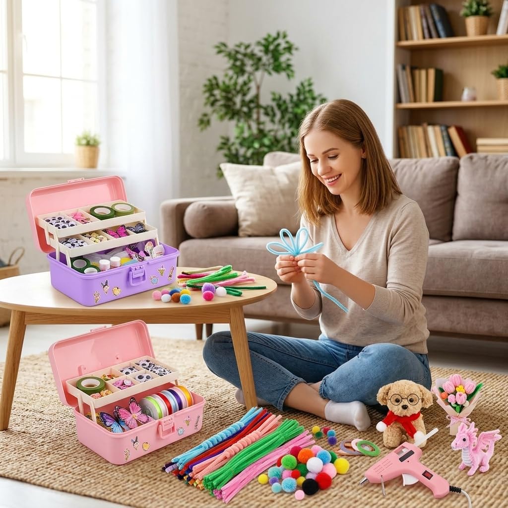 RNXRZANK Children Craft Material Chenilledraht Pfeifenreiniger Bastelstäbchen Biegeplüsch Biegsam Zum Formen Drehen Schneiden für Kinderbasteln Schule Zuhause Unterricht, style to 2