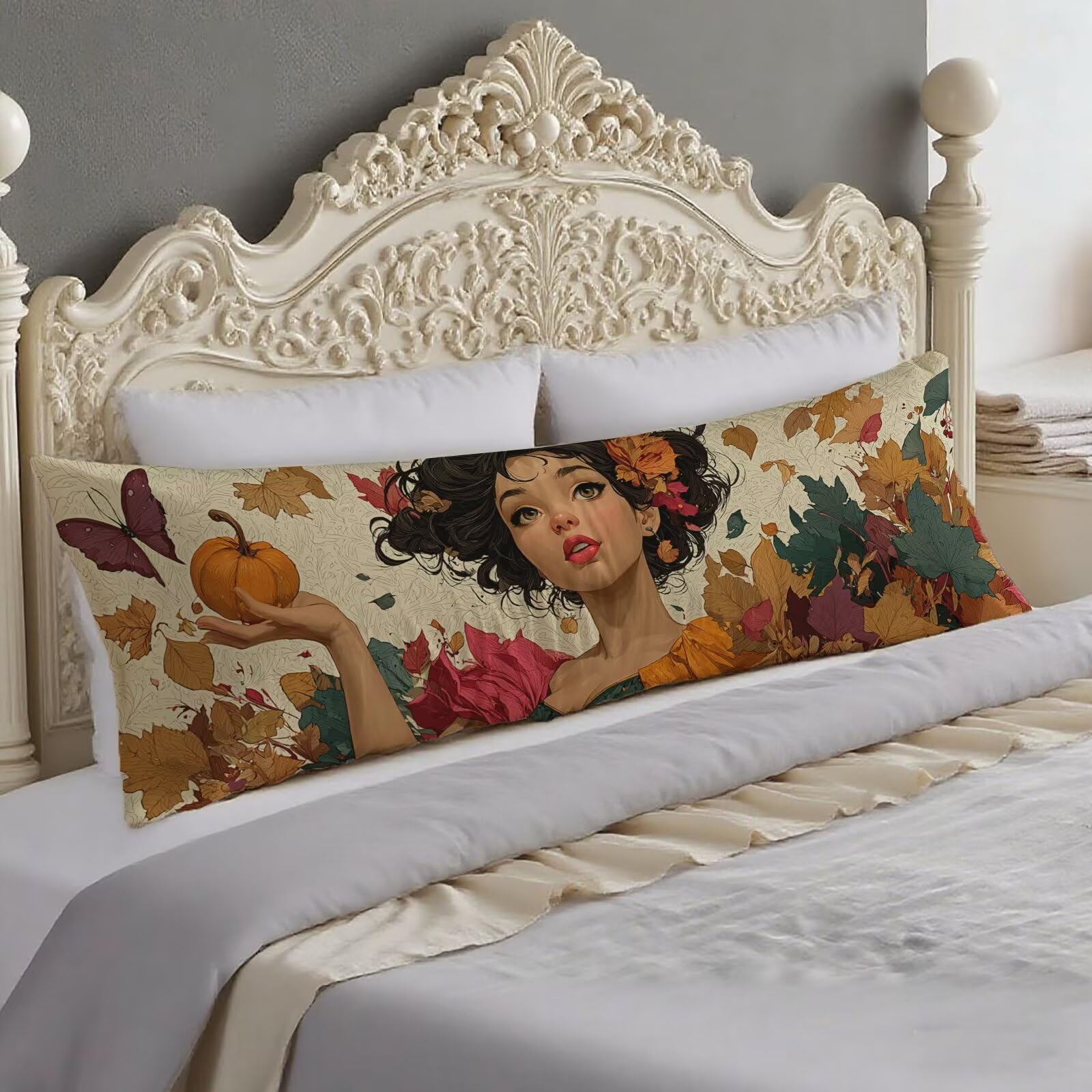 Taie oreiller 40x140 d'automne impression velours double face cocooning