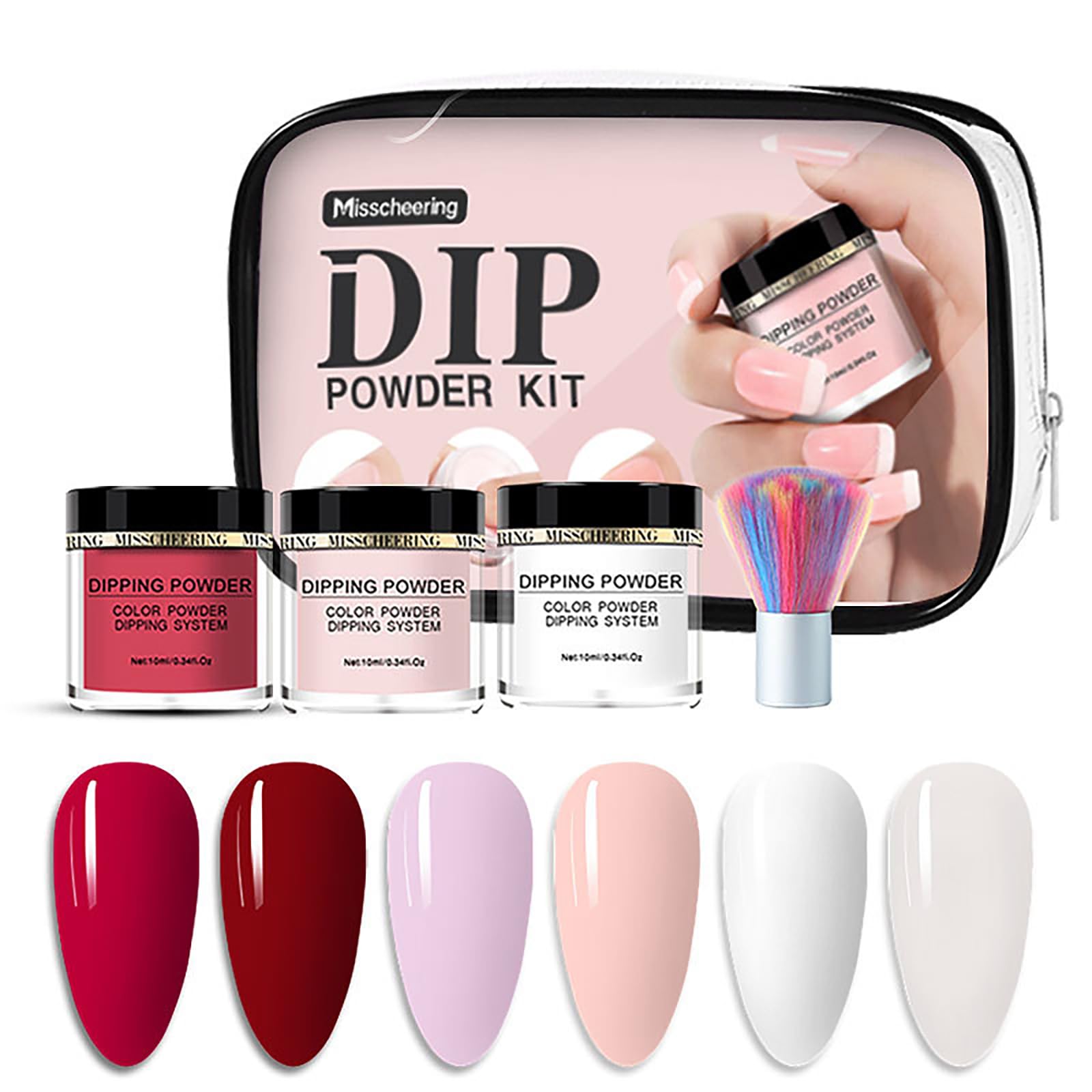6 Colores Kit de Polvo de Inmersión de Uñas, con Cepillo para Polvo, para Arte de Uñas Francesa Manicura DIY Salon Kit, Regalo para Niñas y Mujeres, #011