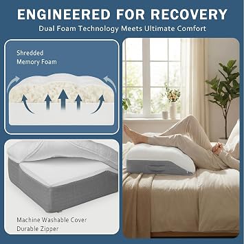 baibu Memory Foam Leg Elevation Pillow, Dual-Layer Patent Design Support Pillow to Raise Feet for Circulation, Leg Wedge Pillow for Sleeping, Knee Pillow for Knee Hip Ankle Pain Relief, 1PC