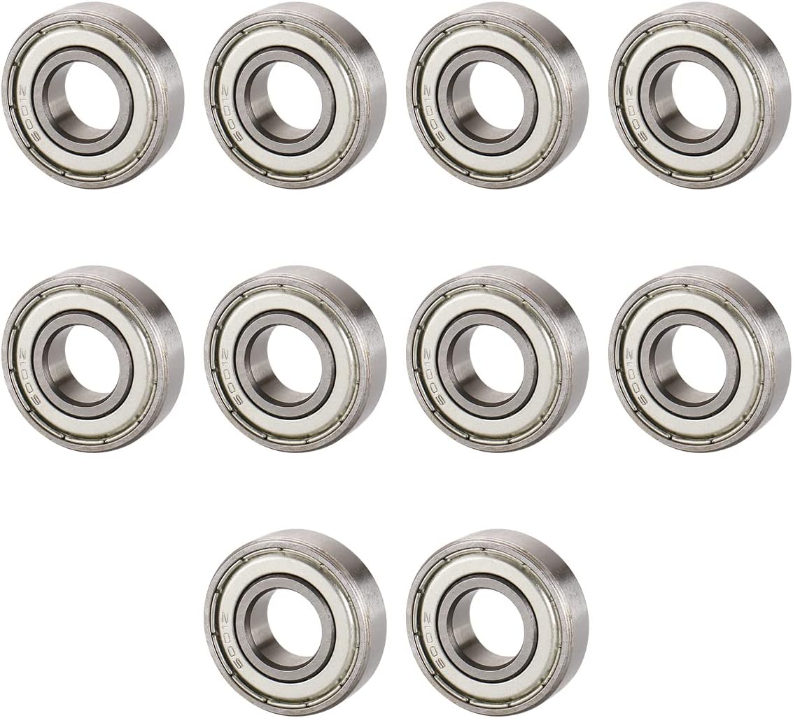 Baomain 10-Pack Ball Bearing 6001Z, 12mm x 28mm x 8mm Shielded Deep Groove Radial