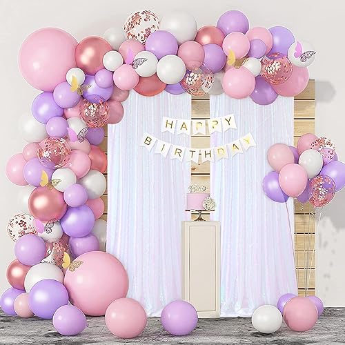 Miniatura 8 de Cortinas con lentejuelas doradas, 2 unidades de 2 x 8 pies, con brillantina, telón de fondo para bodas