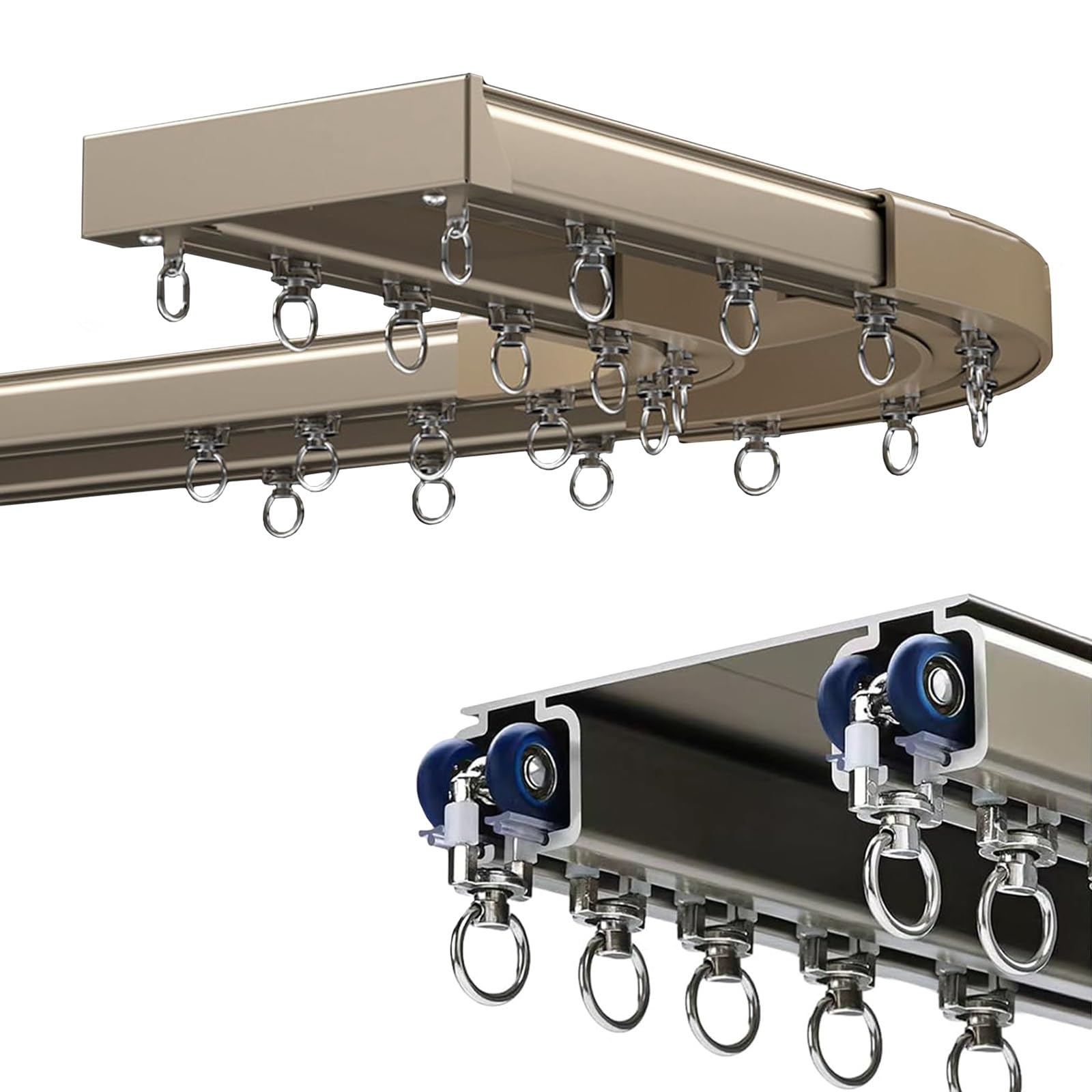 Rail double en aluminium pour rideaux et séparation de pièce