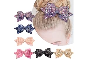 Exquisite 5-Inch Glitter Hair Bows for Young Divas