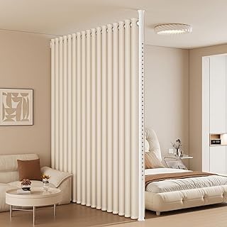 間仕切り 突っ張り パーテーション 部屋の仕切り 穴あけ不要 伸縮可能 安定性と安全性 揺れない 塗装が剥がれない プライバシーを保護 光と油煙を保護(Off-white,0.9~1.5M)