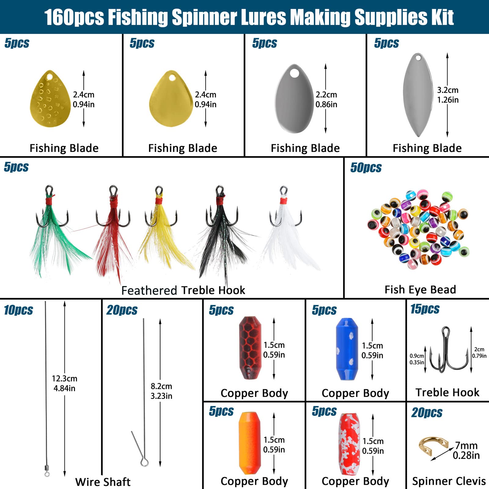 Amazon.com: 160pcs Fishing Lures Making Kit with Tackle Box, Inline Spinner Baits Lure Making Supplies Spinner Blades Lure Bodies Accessories Kit for Bass Trout Amazon.com: 160pcs Fishing Lures Making Kit with Tackle Box, Inline Spinner Baits Lure Making Supplies Spinner Blades Lure Bodies Accessories Kit for Bass Trout