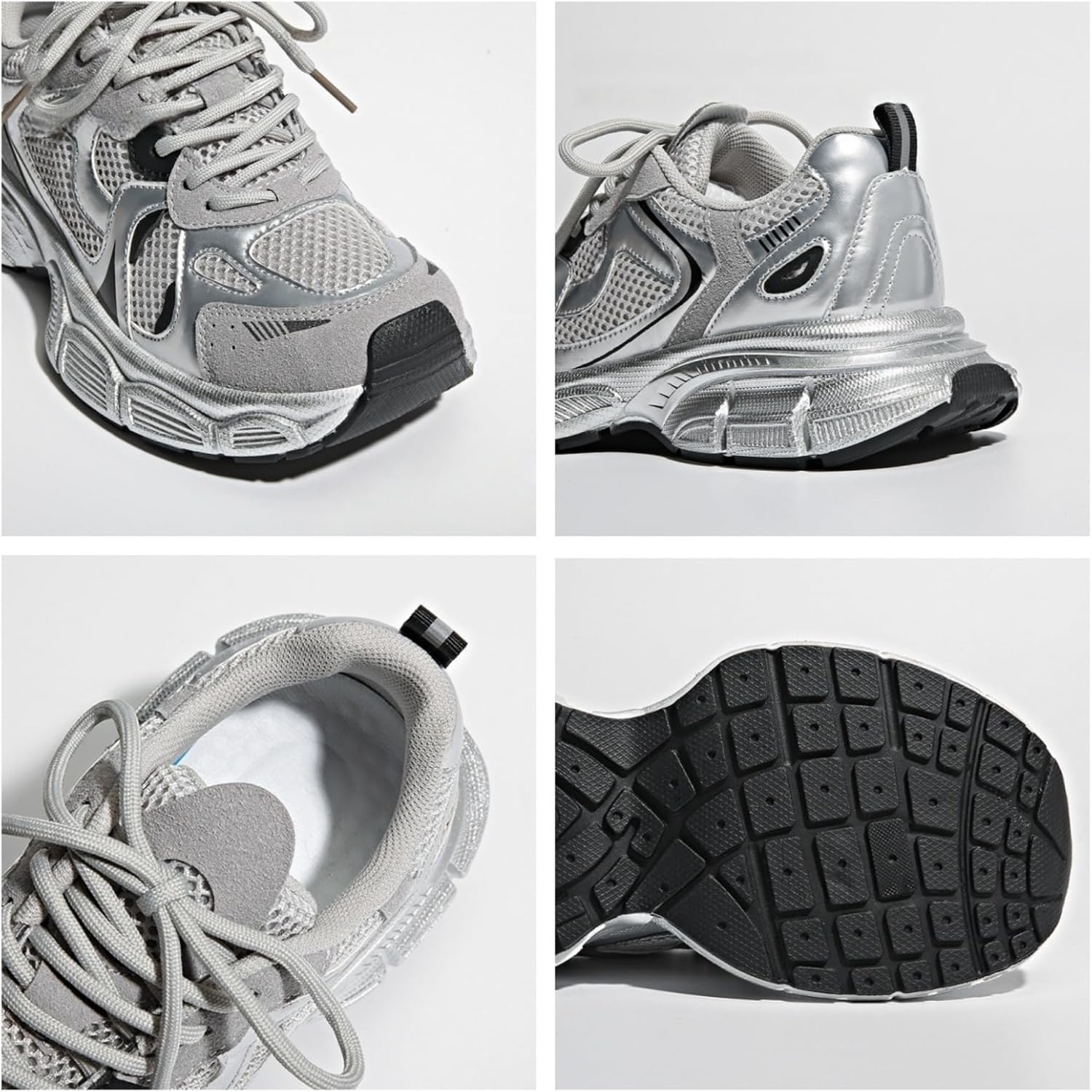 Womens Fashion Leather Chunky Platform Lace Up Sneakers Casual Non-Slip Round Toe Tennis Gym Walking Daily Dad Shoes - Image 7