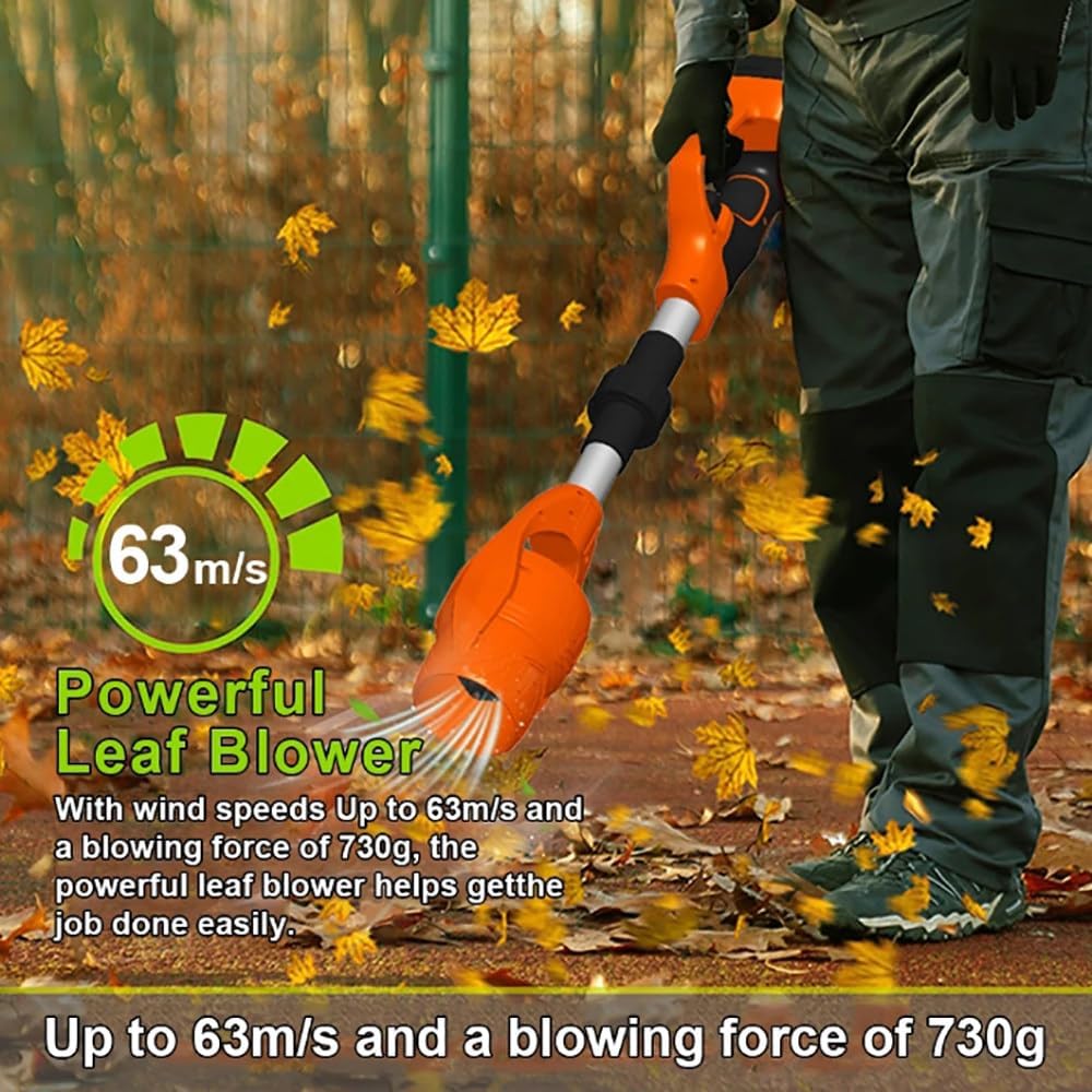 Electric Garden Snow Blower,Brushless Snow Blower With 21v Battery,29000rpm,Wind Speed 63m/S,Temperature Resistance 200°C,Foldable Powerful Leaf Blower,For Leaf,Snow Blowing,Red
