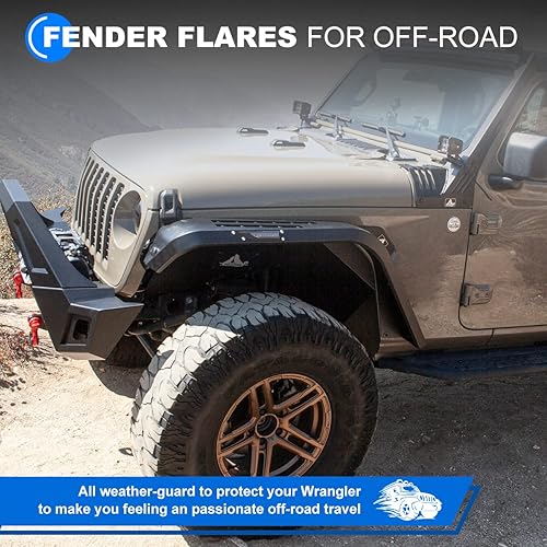 Miniatura 8 de WOLFSTORM Guardabarros delanteros y traseros aptos para Jeep Gladiator JT 2019, 2020, 2021, 2022, 2023, 4 unidades para Jeep Gladiator JT de acero