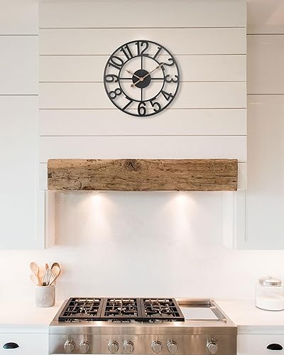 Miniatura 5 de Relojes de pared de granja de 14 pulgadas para decoración de sala de estar, reloj de pared analógico silencioso a pilas, reloj de pared moderno