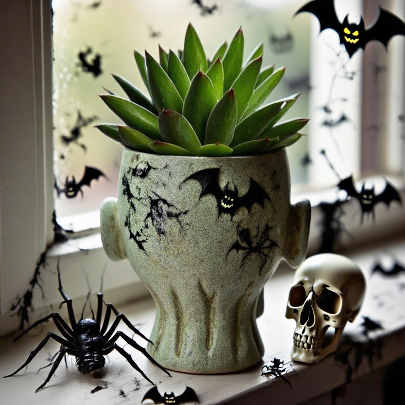 Czaszka doniczka z żywicy ludzka czaszka doniczka Halloween miska na cukierki gotycka doniczka na sukulenty dekoracja biurka do domu biura