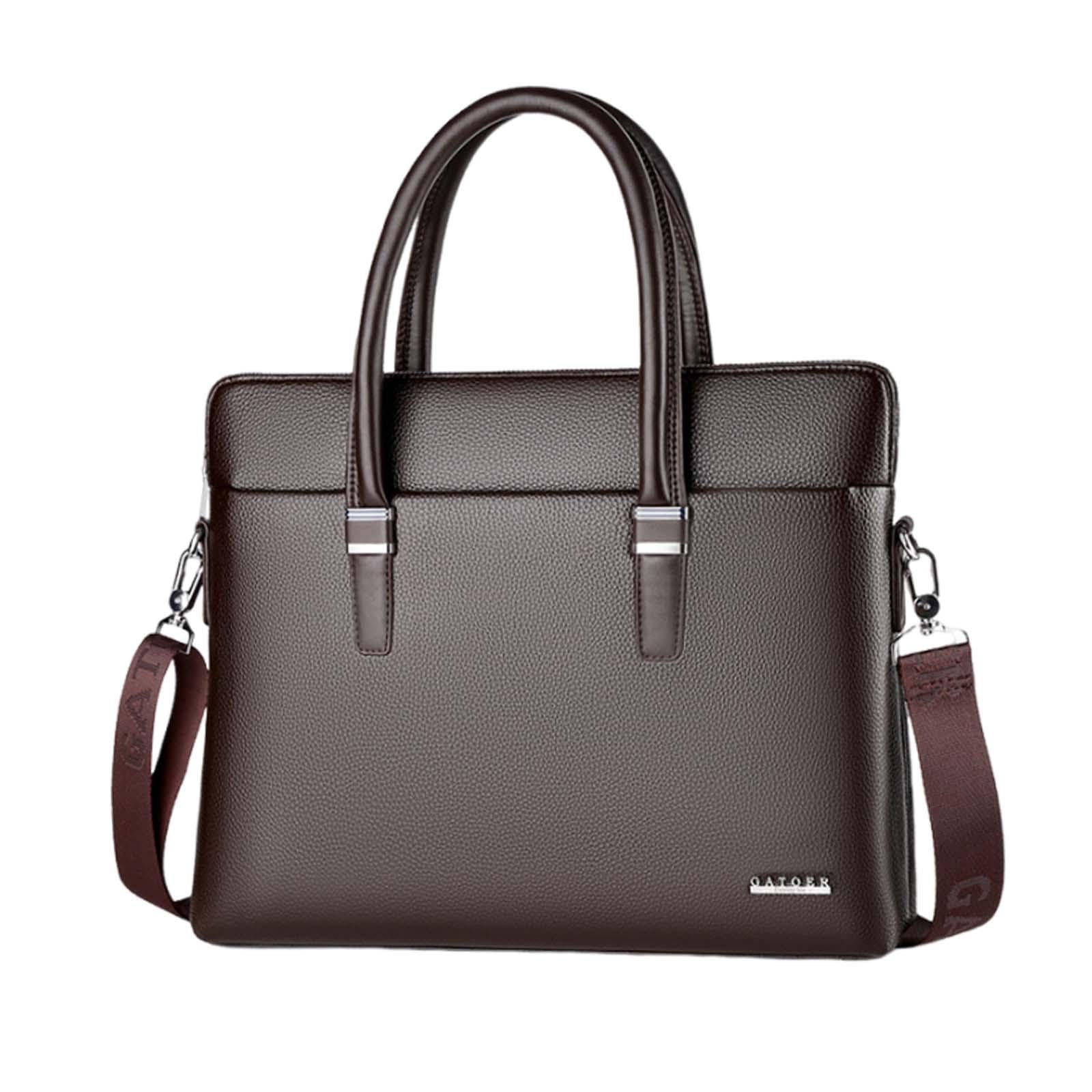 fashionmyday Fashion My day Men Briefcase Zipper Stylish Waterproof Shoulder Bag for Business Men Travel Brown-picture-10