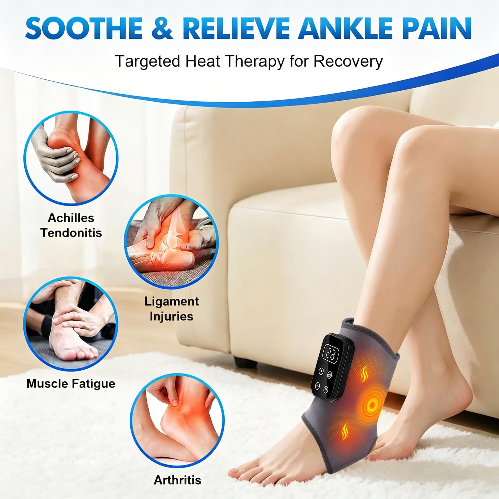 Fussmassagegerät, 3-in-1 Triple Therapy Foot Massager mit 2000mAh Akku, kabelloses elektrisches Fußmassagegerät für Schmerzlinderung & Durchblutung (2 Stück)
