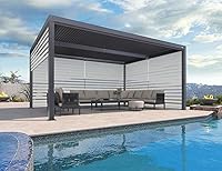 Vista 72 de PURPLE LEAF 94AS - Pérgola pequeña de aluminio compacto de 10 x 12 pies con techo rígido con listones ajustables para patio, cubierta de terraza