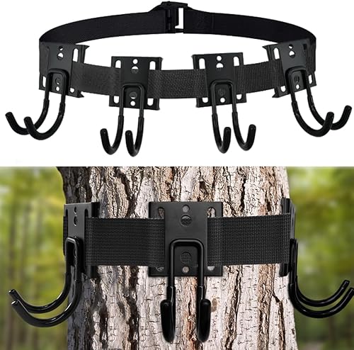 Treestand - Perchas de correa con ganchos grandes, soporte para accesorios de múltiples ganchos, soporte para arco y gancho para engranajes, soporte