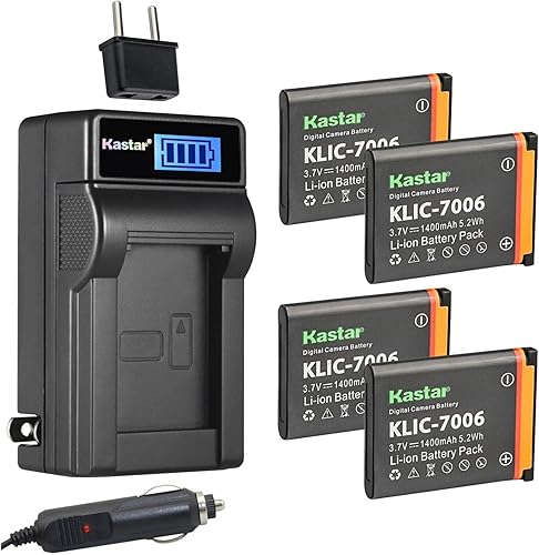 Miniatura 8 de Kastar Paquete de 3 baterías KLIC-7006 y cargador de CA LCD compatible con batería y cargador Kodak KLIC-7006 LB-012, Kodak PixPro FZ51