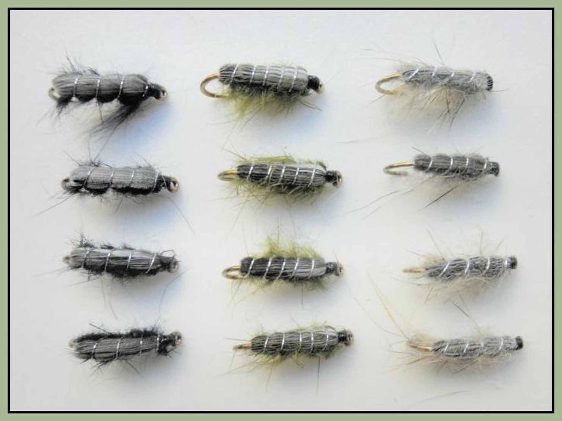 Set 24 Mosche Per Trota – Ninfa Ceca E Streamer – Scatola Inclusa – Taglie Miste – Troutflies UK