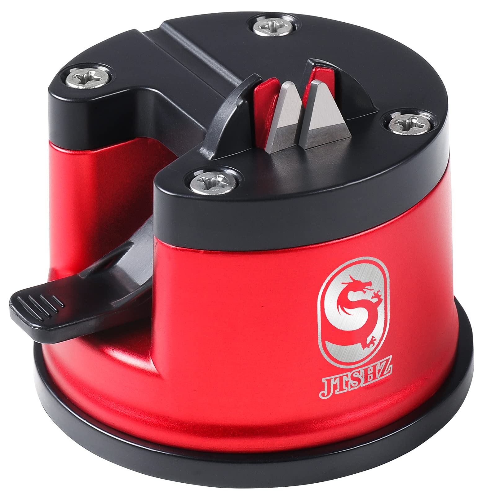 with anti-skid Kitchen Knife Kharpeners,Carbide Blade Sharpener,metal body texture comfortable,durable Knife Grinding system can quickly grind Knife and restore Blade[Pro Grade](red)