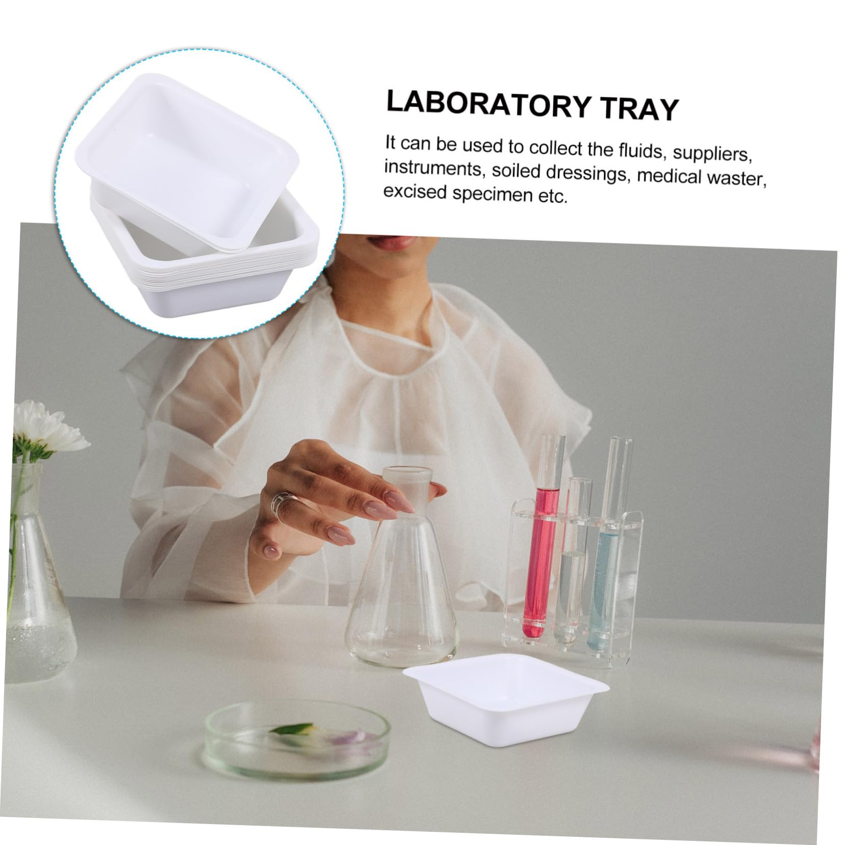 5 Set Piatto Di Pesatura Contenitore Quadrato Vassoio Quadrato Pesante Navi Da Pesatura Attrezzatura Di Laboratorio Vassoio Di Pesatura Del Campione Plastica Bianca 20 Pezzi*5