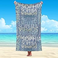 Vista 53 de Interestprint Toalla de playa personalizada con logotipo de secado rápido para él y ella, toalla de playa personalizada con texto blanco y morado