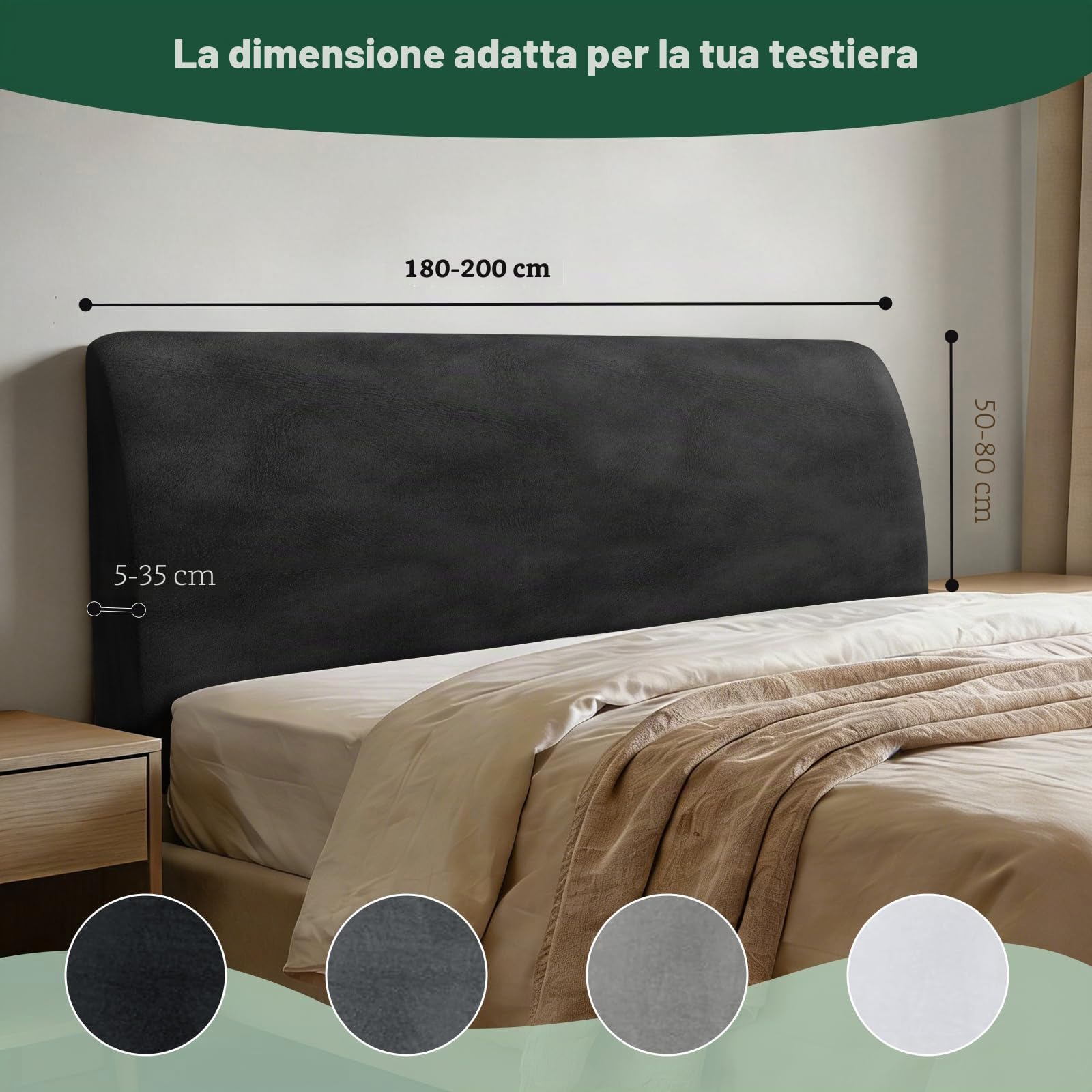 Copri Testiera Letto Matrimoniale, Copri Testata Letto Matrimoniale 180 Copritestata x Letto Matrimoniale per la Decorazione Della Camera da Letto (Pile Nero Volpe Argentata)