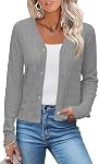 Cardigan for Women Lightweight Button Down Sweaters Crochet Knit V Neck Long Sleeve Open Front Cardigans Sweater