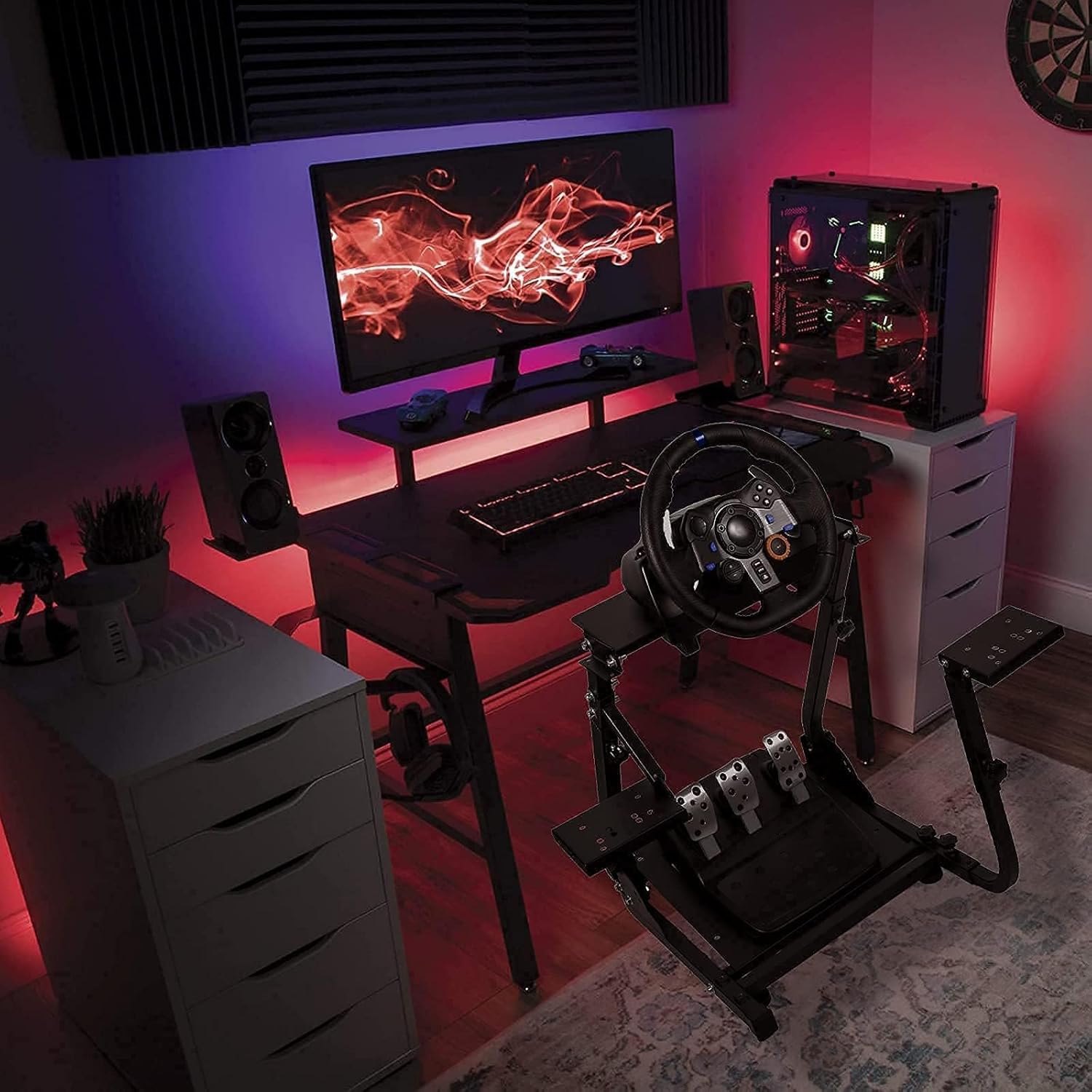 Marada Racing Wheel Stand Adjustable Fit for Logitech G29 G920 G923, for Thrustmaster T80 T300 RS GT, for PXN Foldable Steering Wheel Pedal Shift Not Include