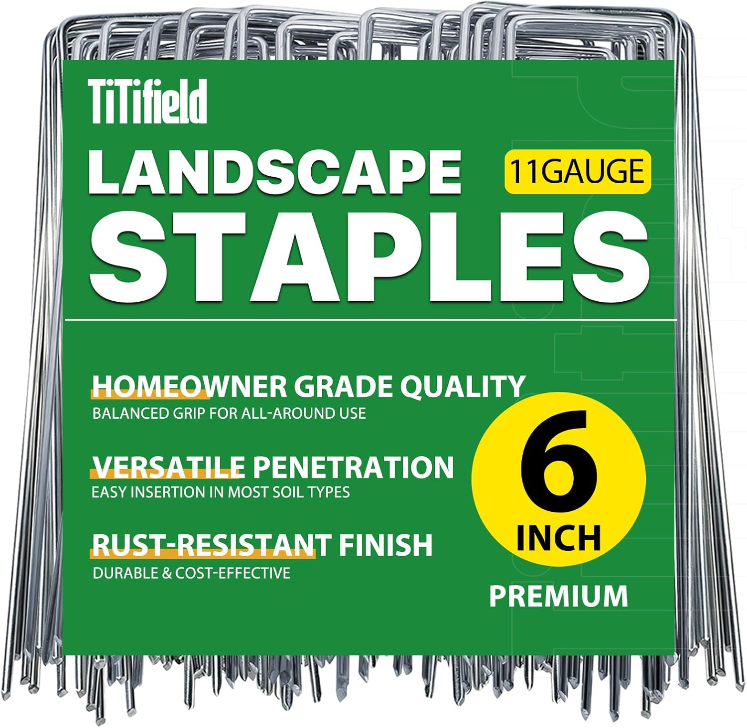 6 Inch Galvanized Landscape Staples Garden Stakes 50 Pack